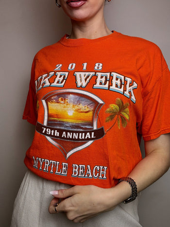 GILDAN x BIKE WEEK L vintage orange t-shirt