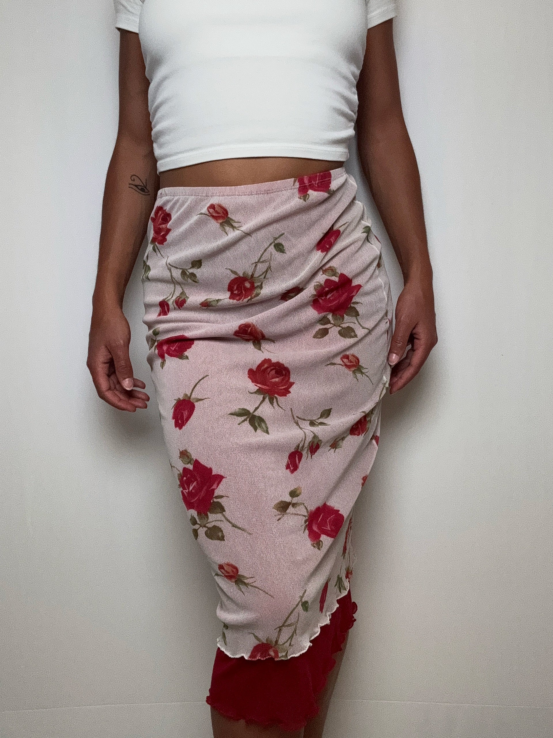 Jupe mi longue en mesh S/M vintage