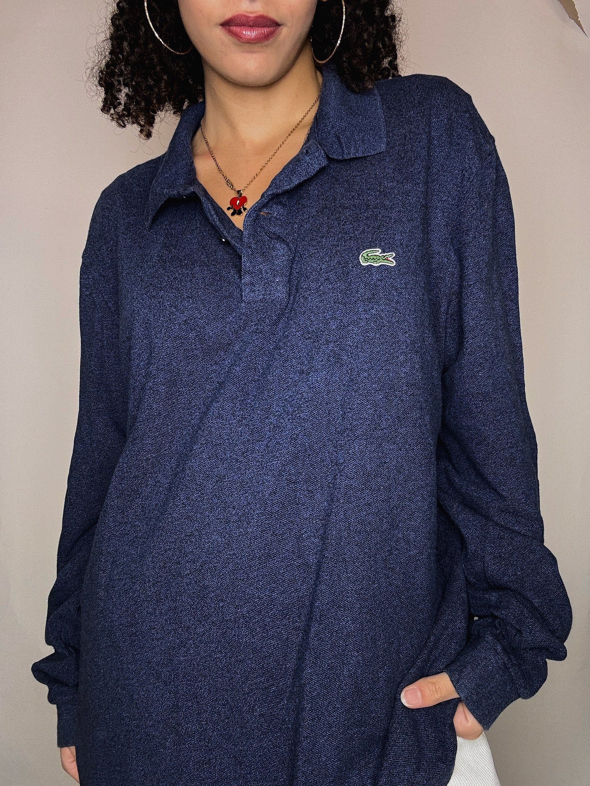 Polo manches longues marine Lacoste XL vintage