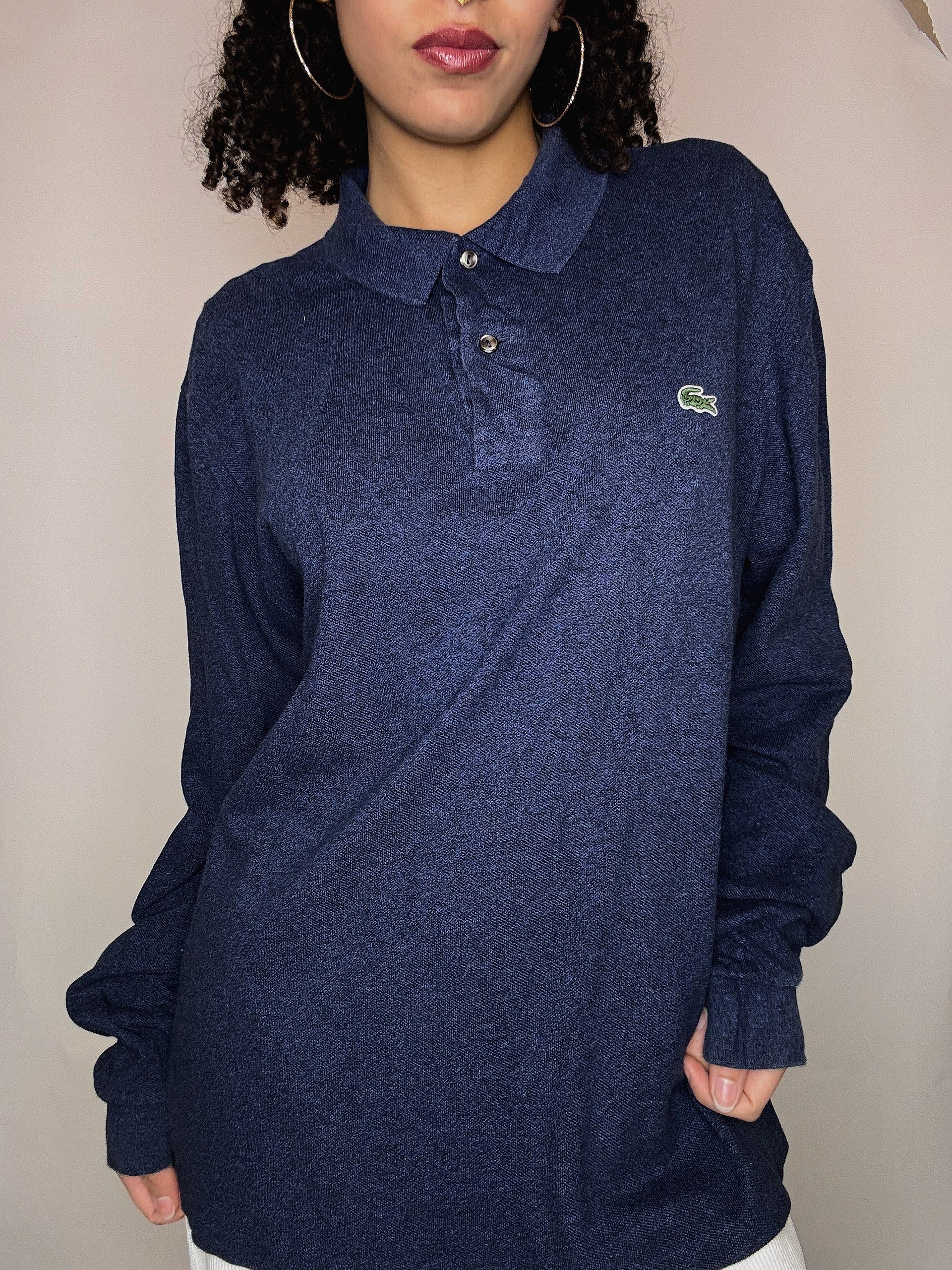 Polo manches longues marine Lacoste XL vintage