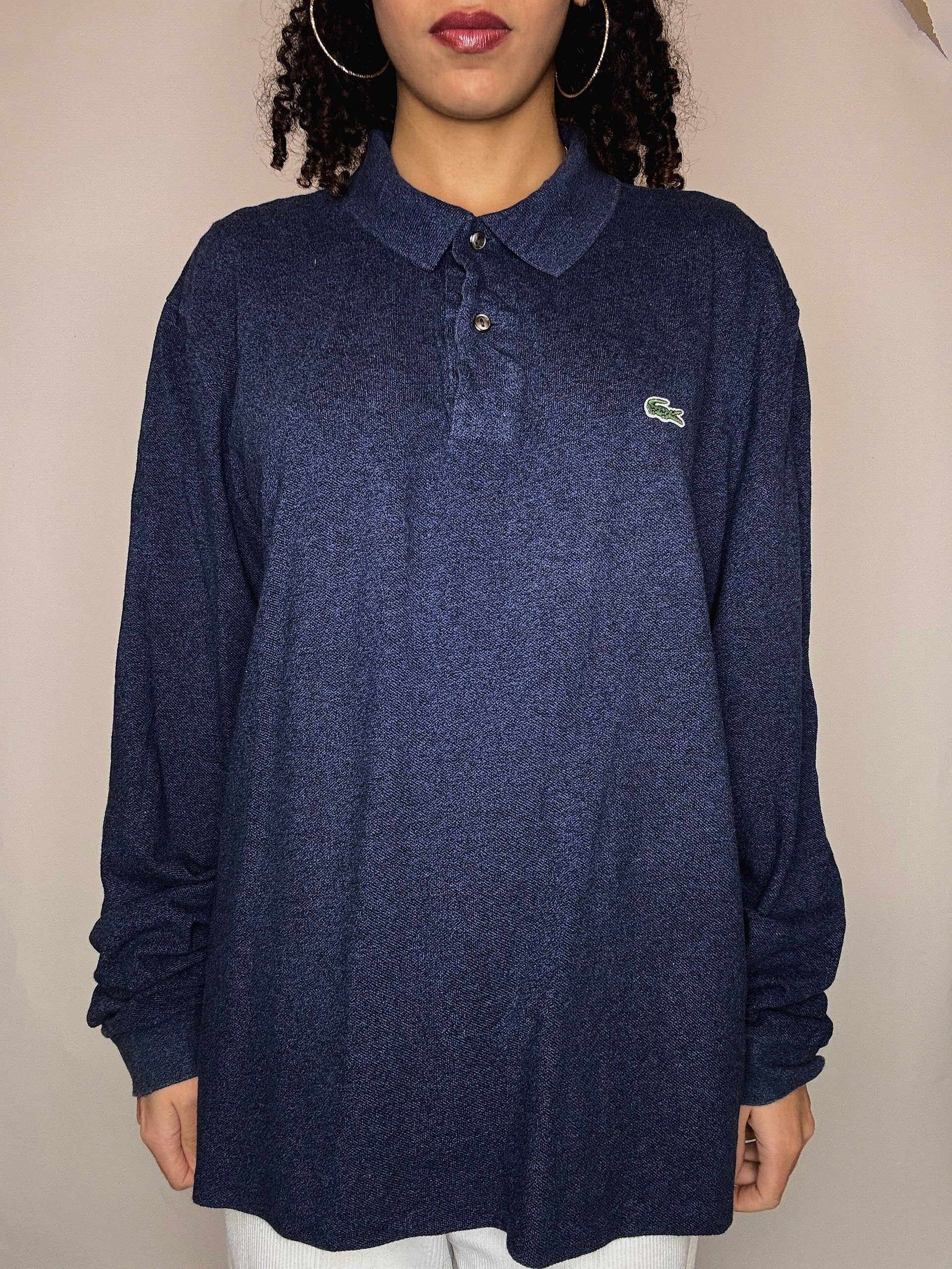 Polo manches longues marine Lacoste XL vintage