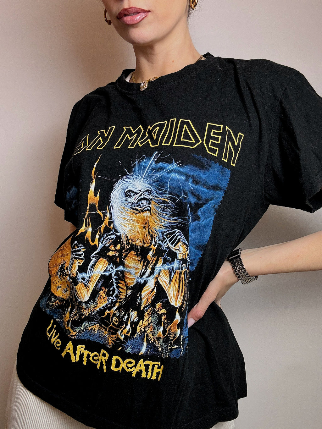 IRON MAIDEN M Vintage schwarzes T-Shirt