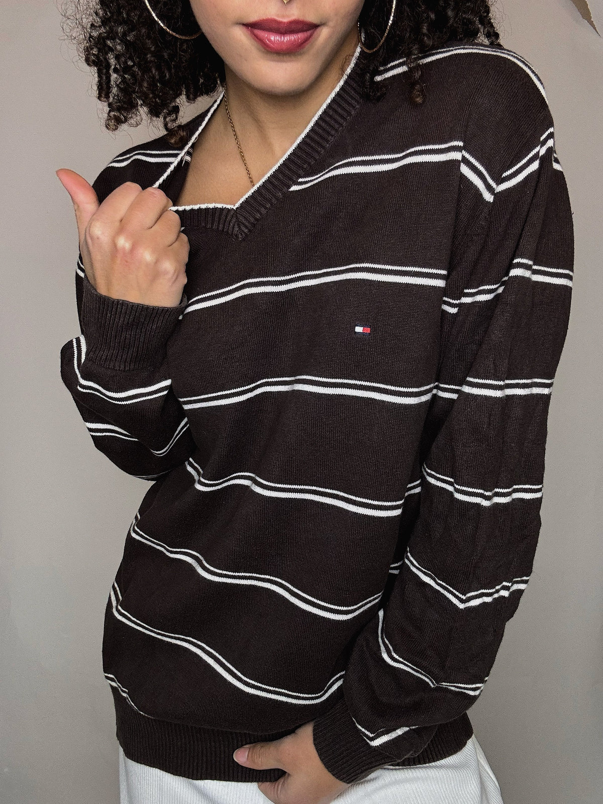 Pull brun Tommy Hilfiger L vintage