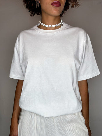 Tee shirt blanc en coton peigné L vintage