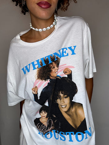Tee shirt blanc WHITNEY HOUSTON 2XL vintage