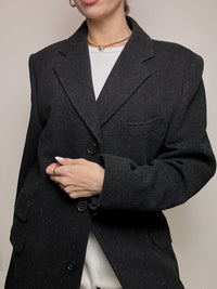 Manteau en laine gris foncé XL vintage