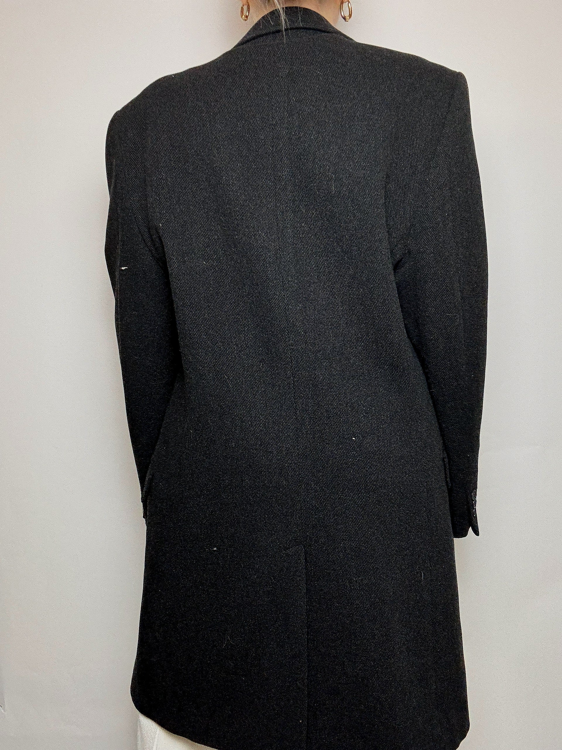 Manteau en laine gris foncé XL vintage