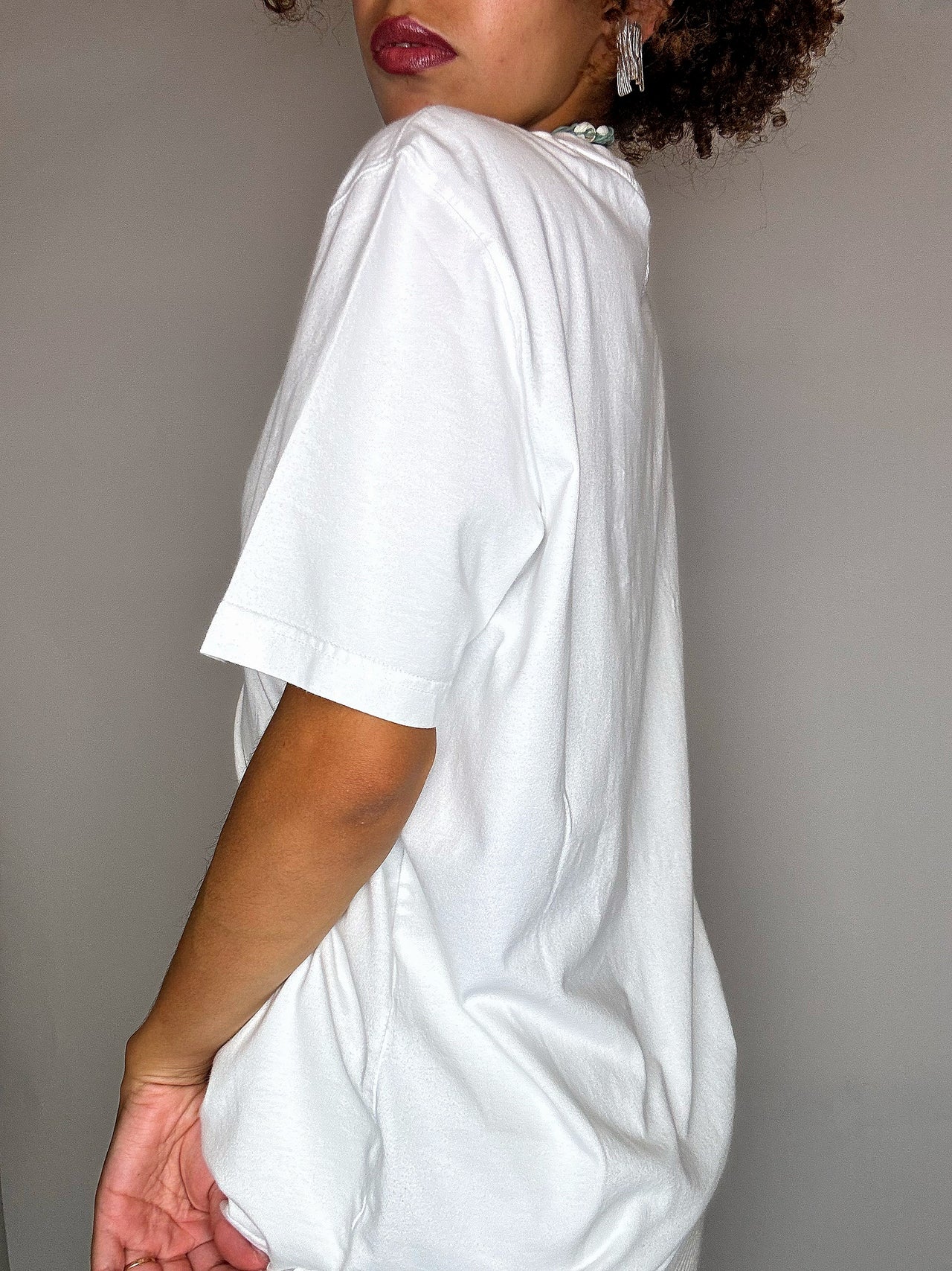 Tee shirt blanc en coton peigné L vintage
