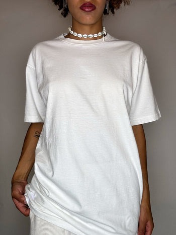 Tee shirt blanc en coton peigné L vintage