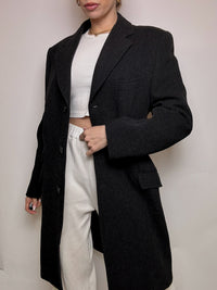Manteau en laine gris foncé XL vintage