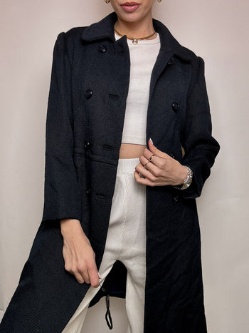 Manteau en laine bleu marine M vintage