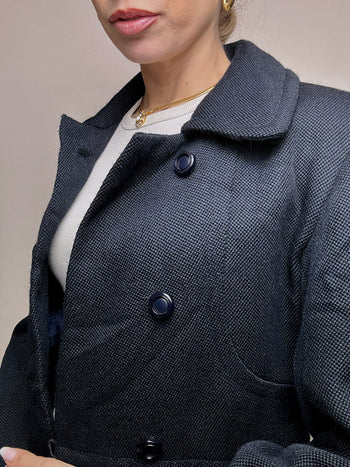 Vintage M navy blue wool coat 