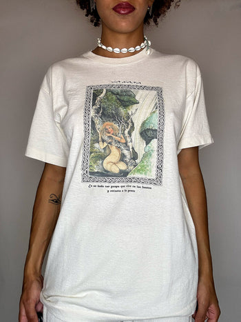 Tee shirt imprimé en coton S vintage