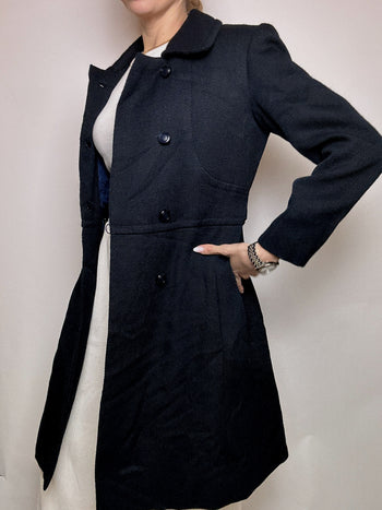 Vintage M navy blue wool coat 