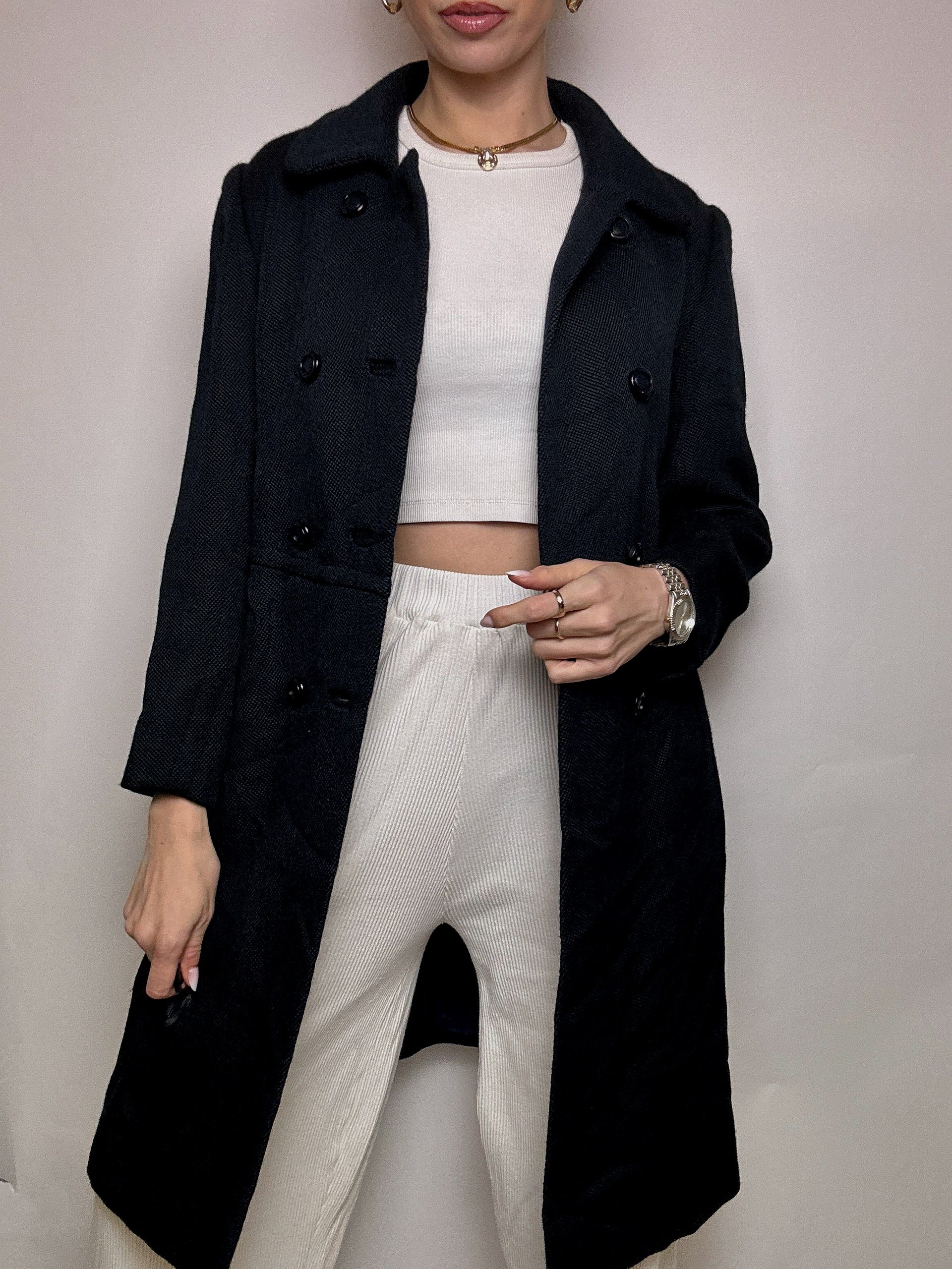 Manteau en laine bleu marine M vintage
