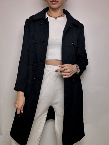 Vintage M navy blue wool coat 