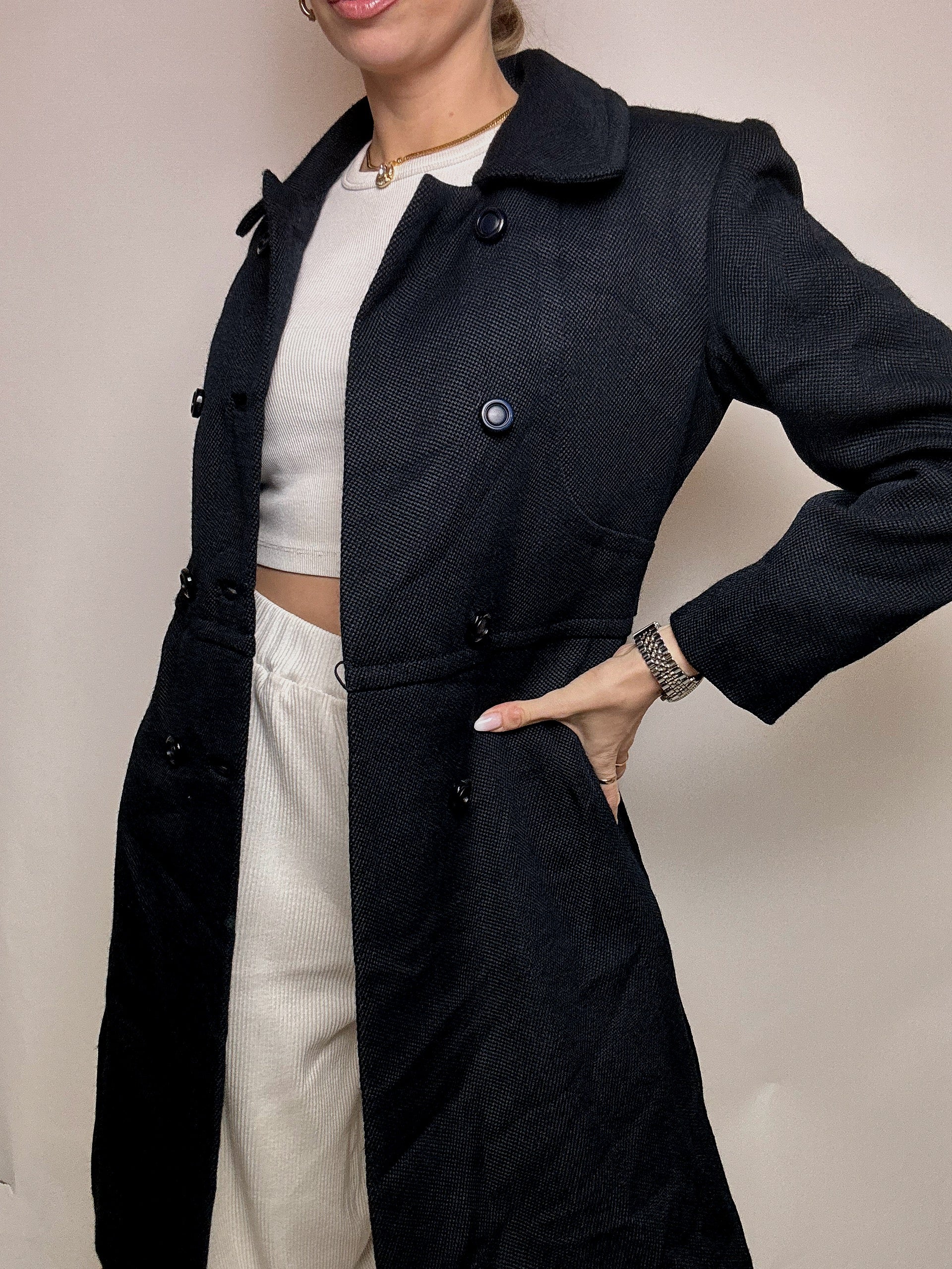 Manteau en laine bleu marine M vintage
