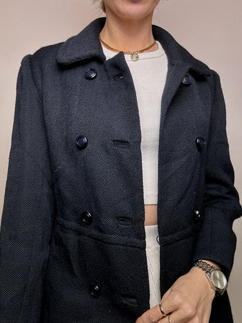 Vintage M navy blue wool coat 