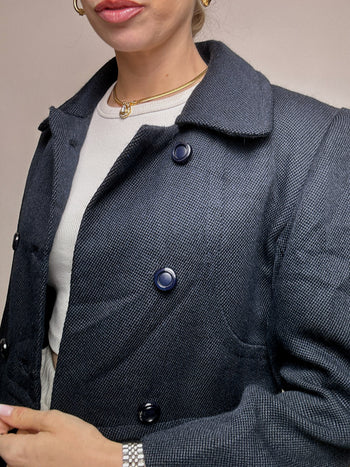 Vintage M navy blue wool coat 