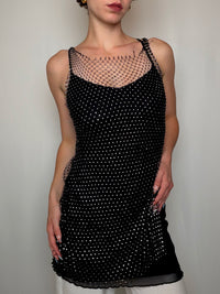 Schwarzes Vintage-Top mit Strasssteinen