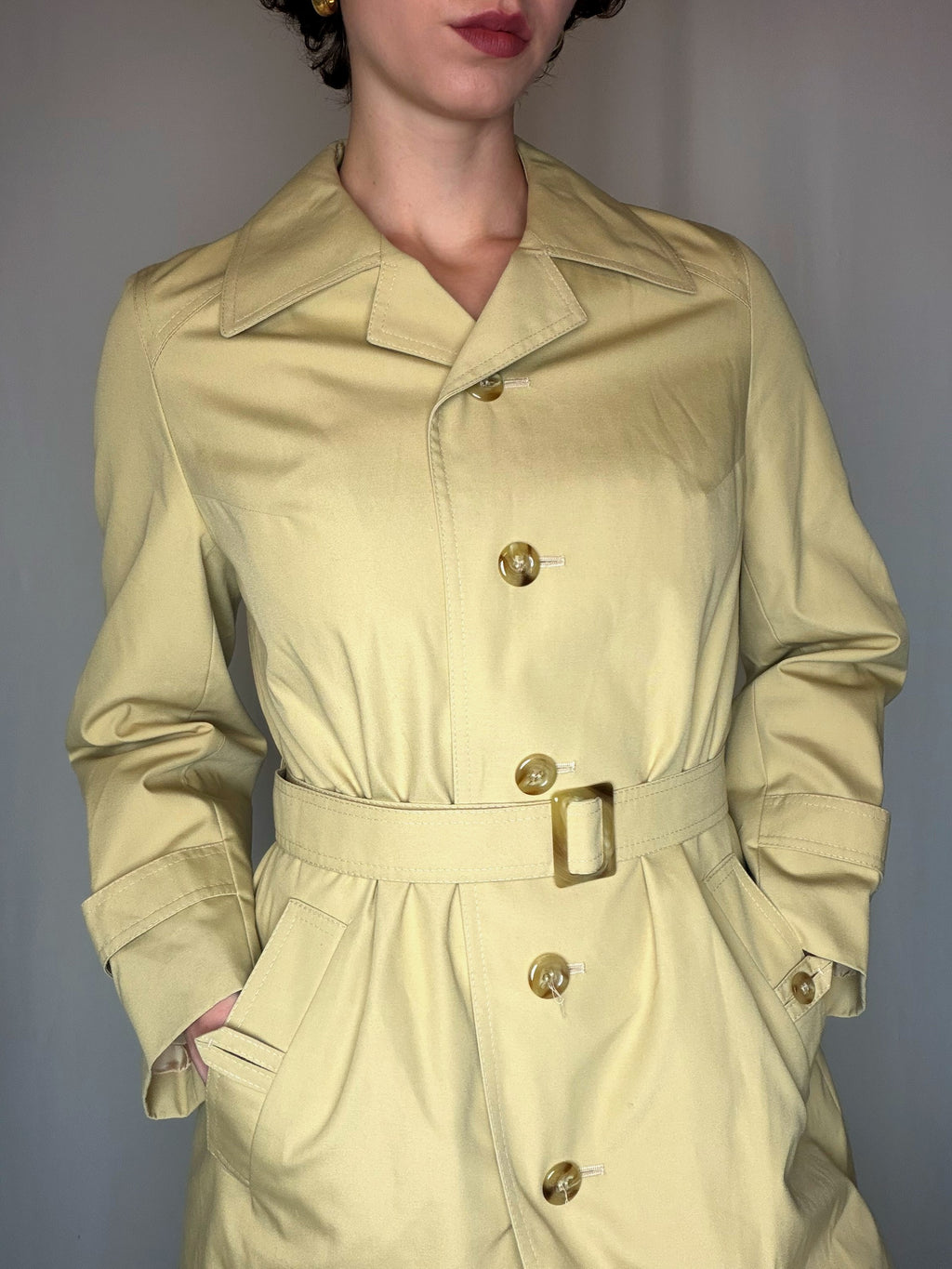 Trench jaune beurre M vintage