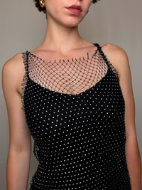Schwarzes Vintage-Top mit Strasssteinen