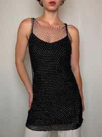 Schwarzes Vintage-Top mit Strasssteinen