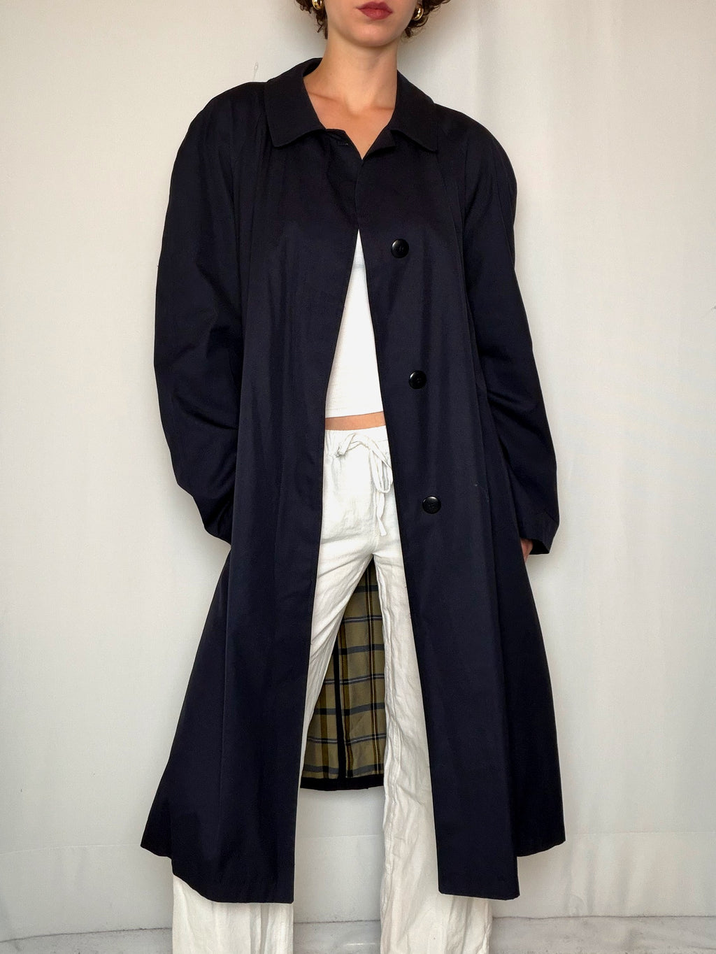 Trench bleu marine imperméable L vintage