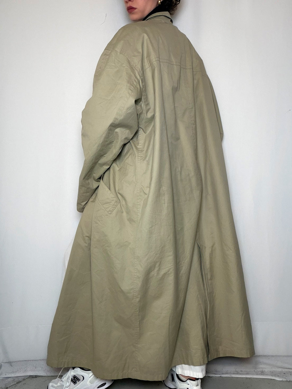 Trench doublé en laine beige XL vintage
