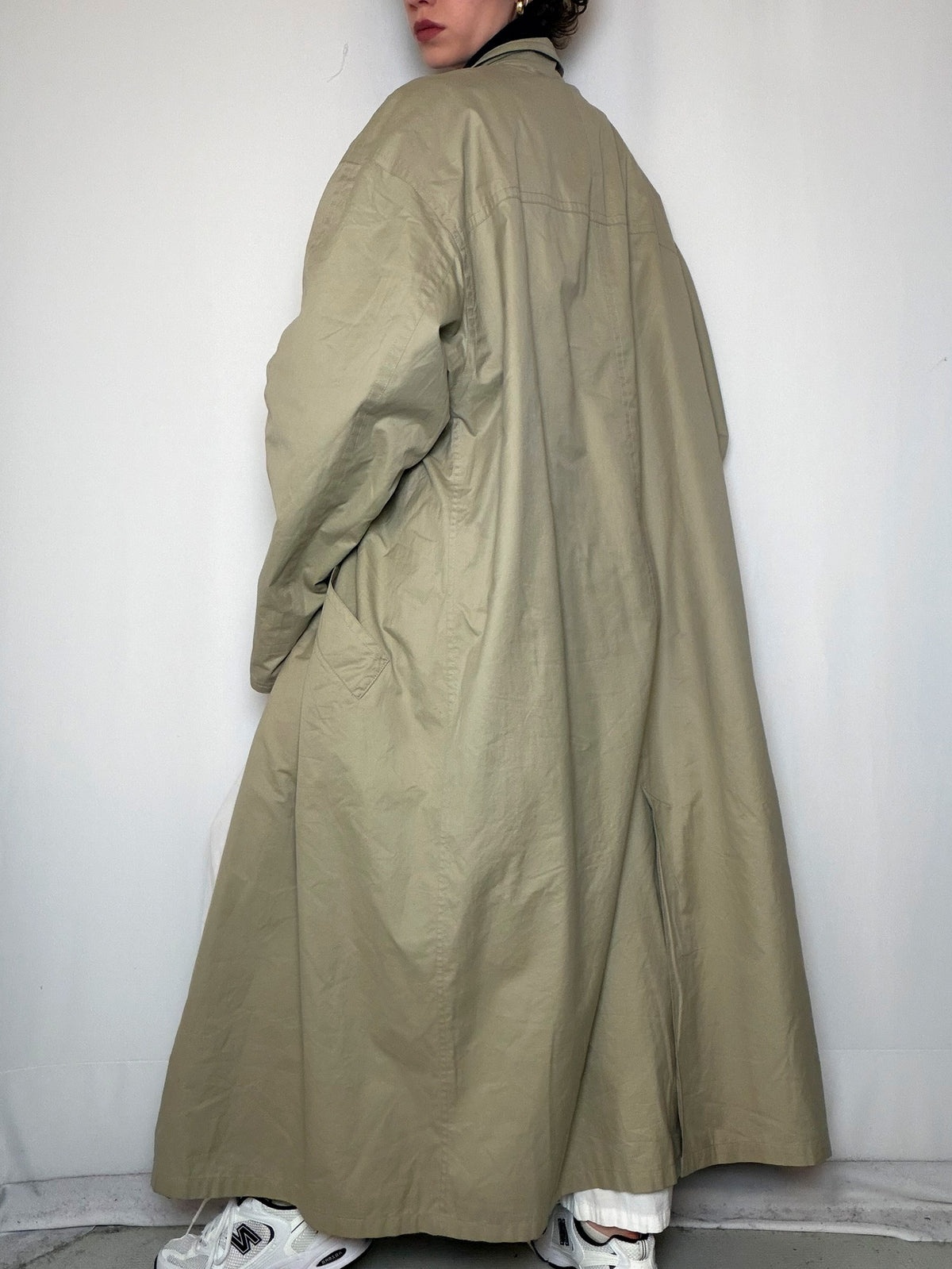 Trench doublé en laine beige XL vintage
