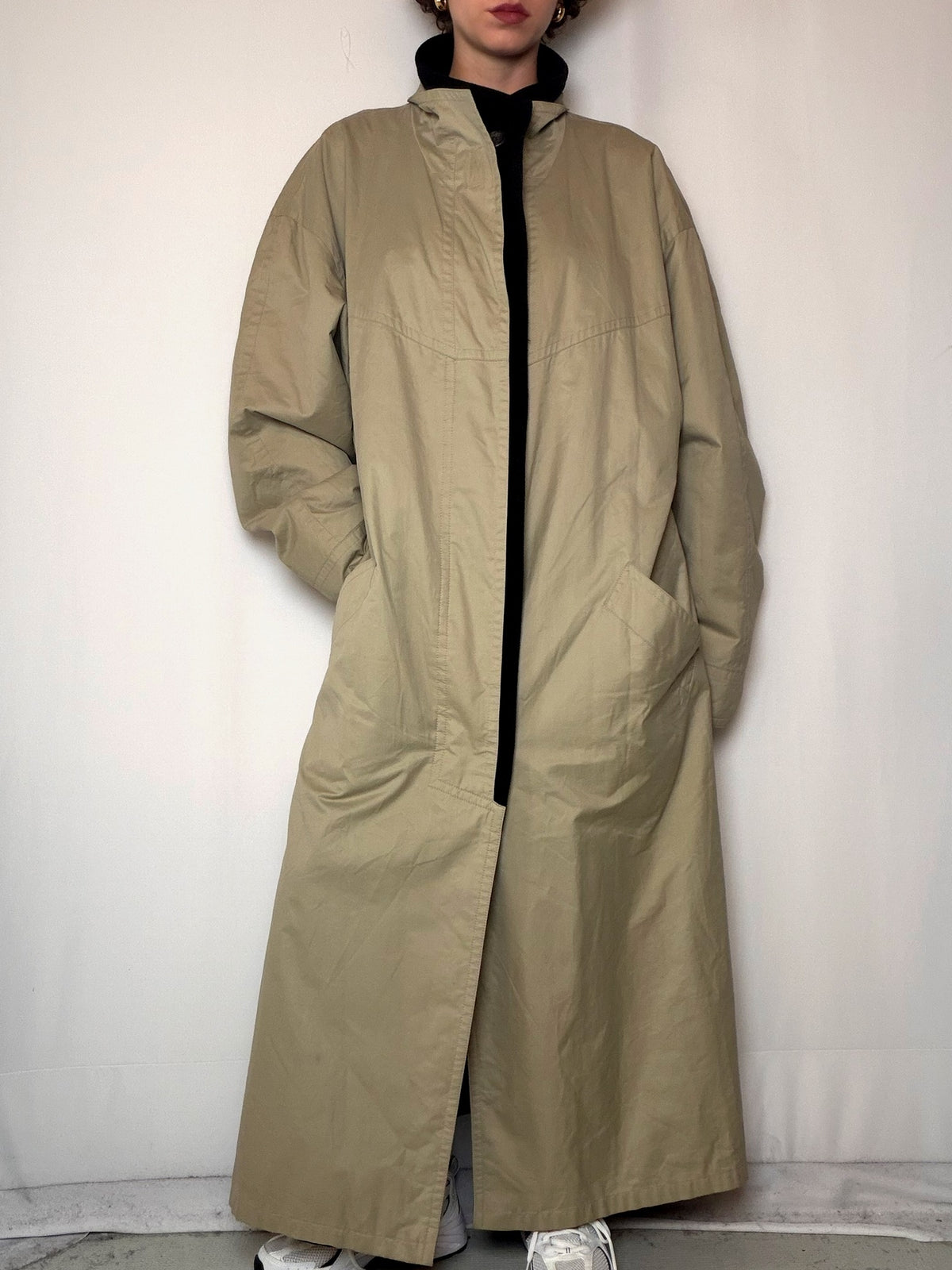 Trench doublé en laine beige XL vintage