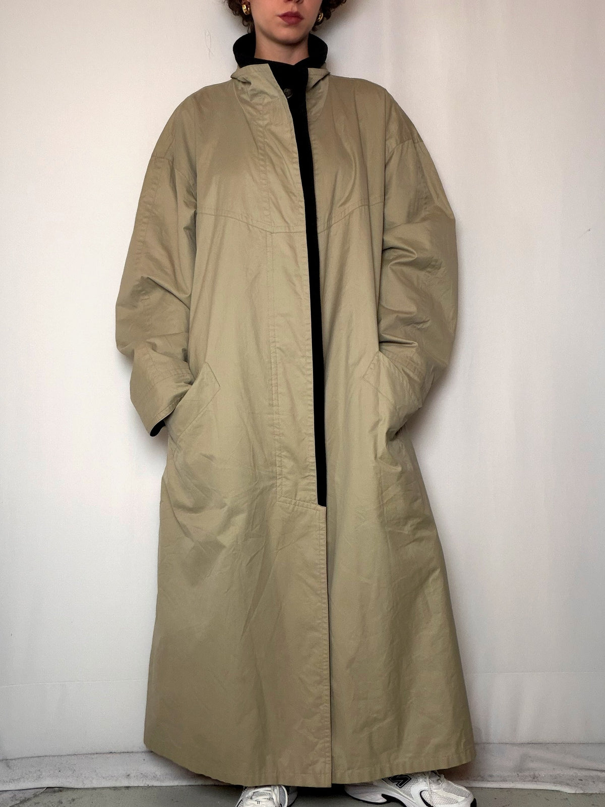 Trench doublé en laine beige XL vintage