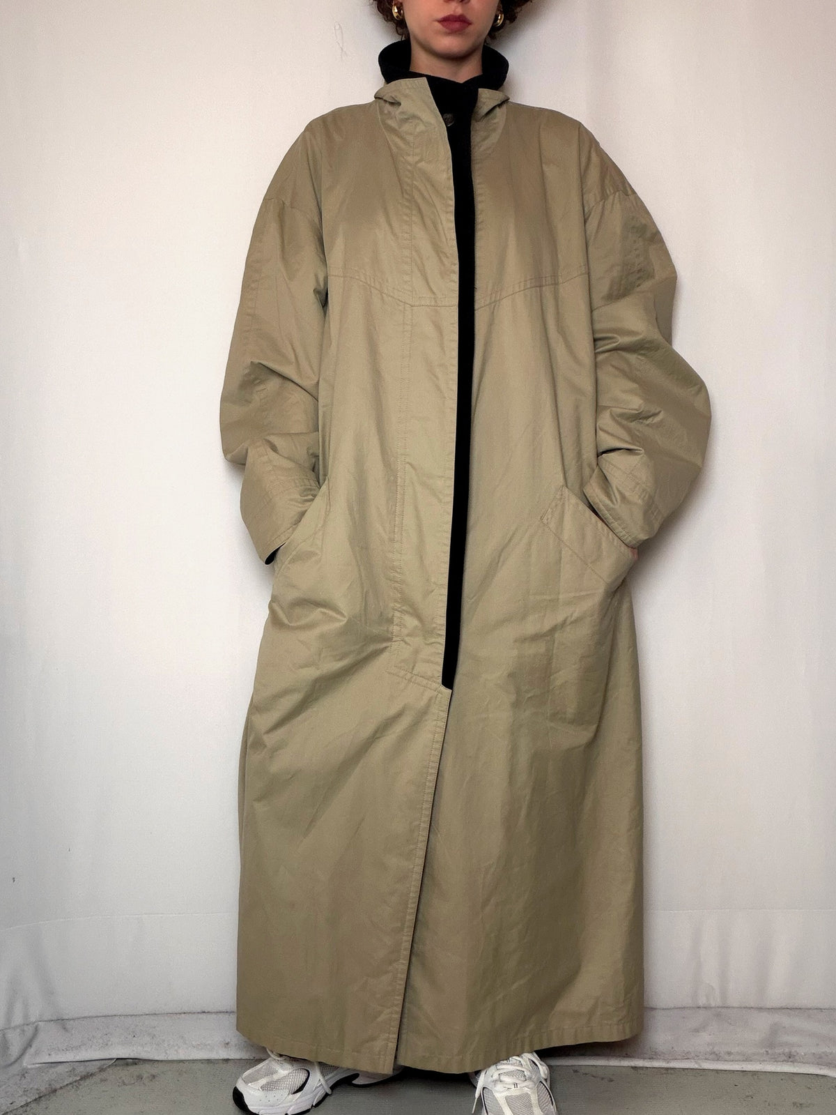 Trench doublé en laine beige XL vintage