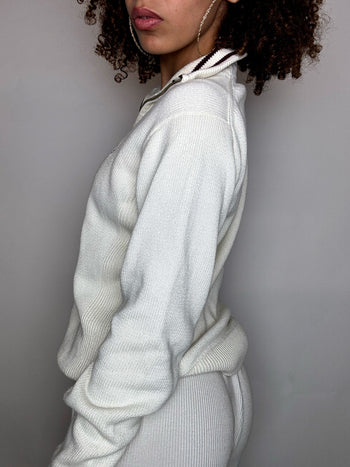 TOMMY HILFIGER M vintage beige zip-neck fine sweater
