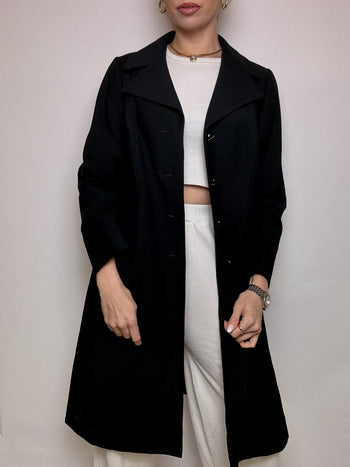 Vintage M/L black wool coat 