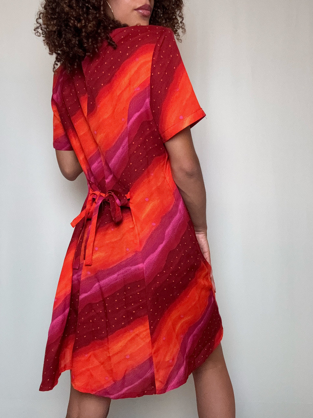 Robe rouge et rose L vintage