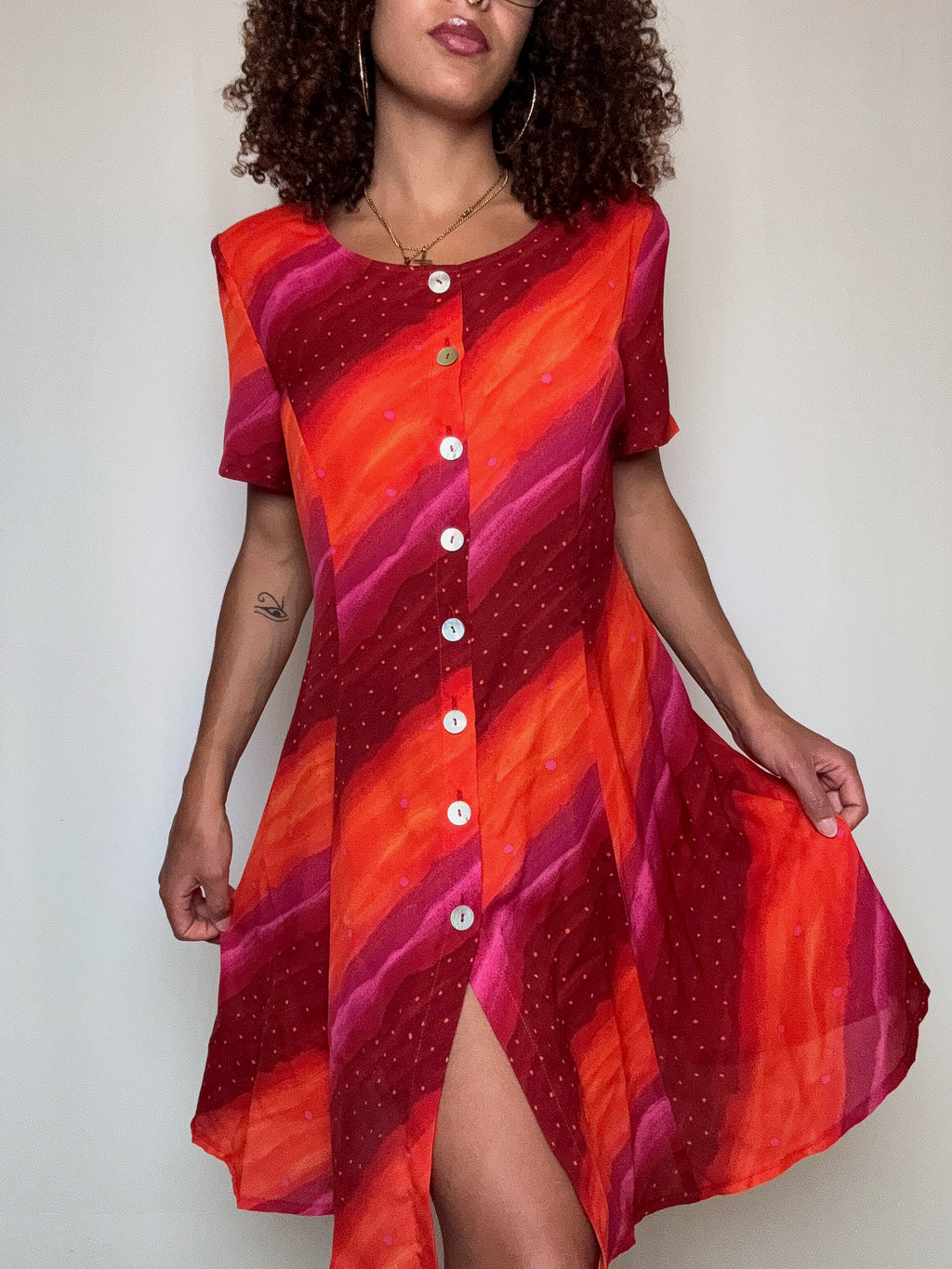 Robe rouge et rose L vintage