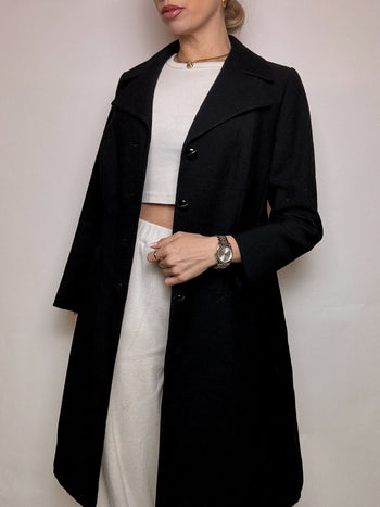 Vintage M/L black wool coat 