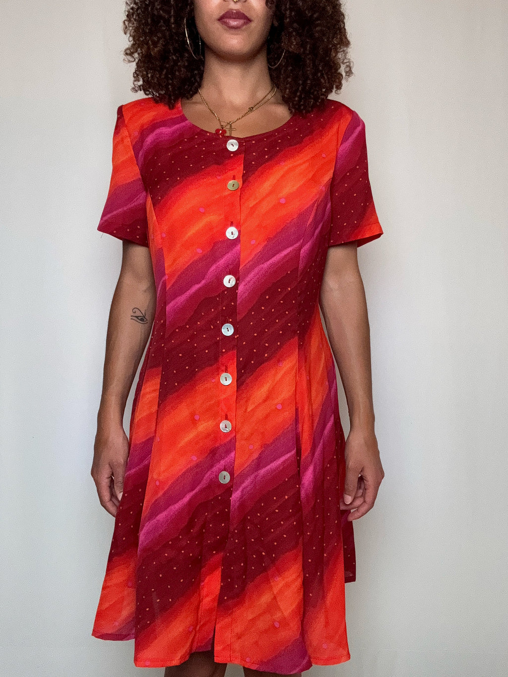 Robe rouge et rose L vintage