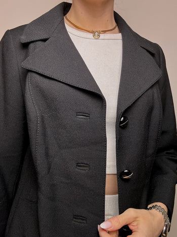 Vintage M/L black wool coat 