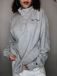 Sweat gris à bouton Champion L vintage