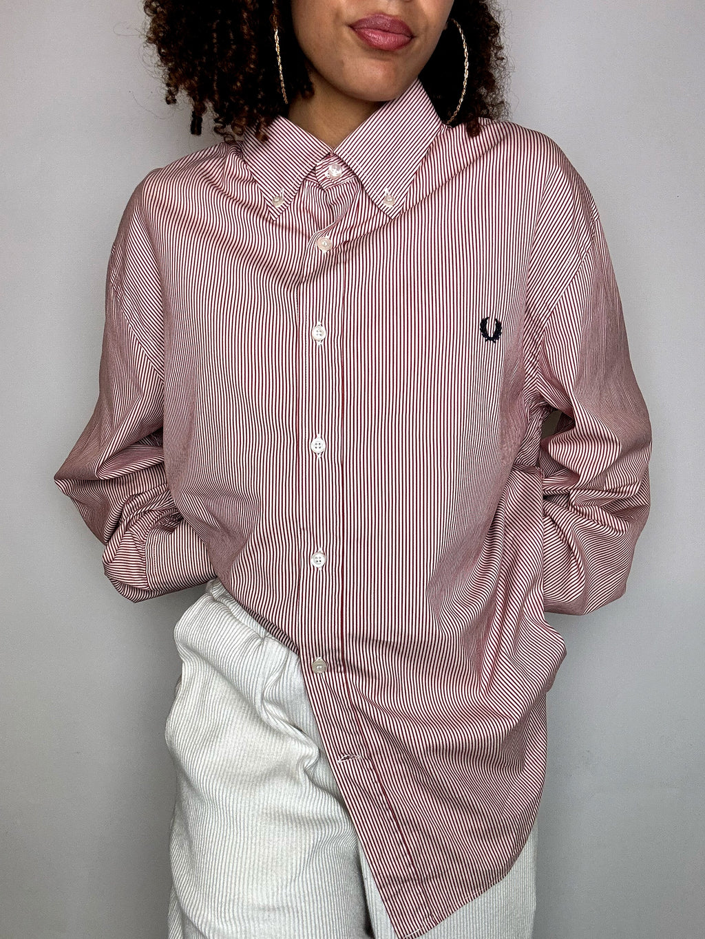 Chemise à rayures rouges FRED PERRY XXL vintage