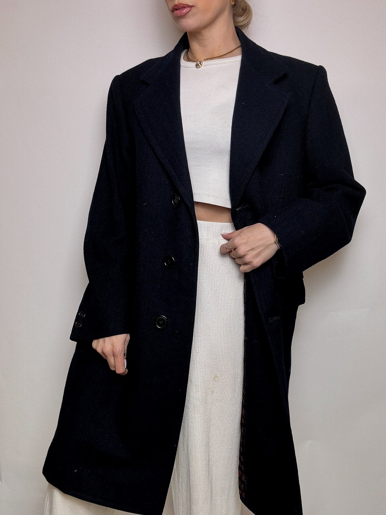 Vintage XL navy wool coat 