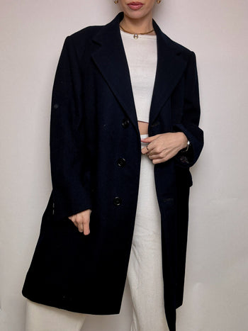 Vintage XL navy wool coat 