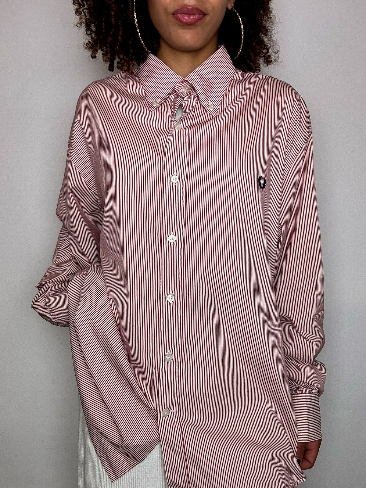 Chemise à rayures rouges FRED PERRY XXL vintage