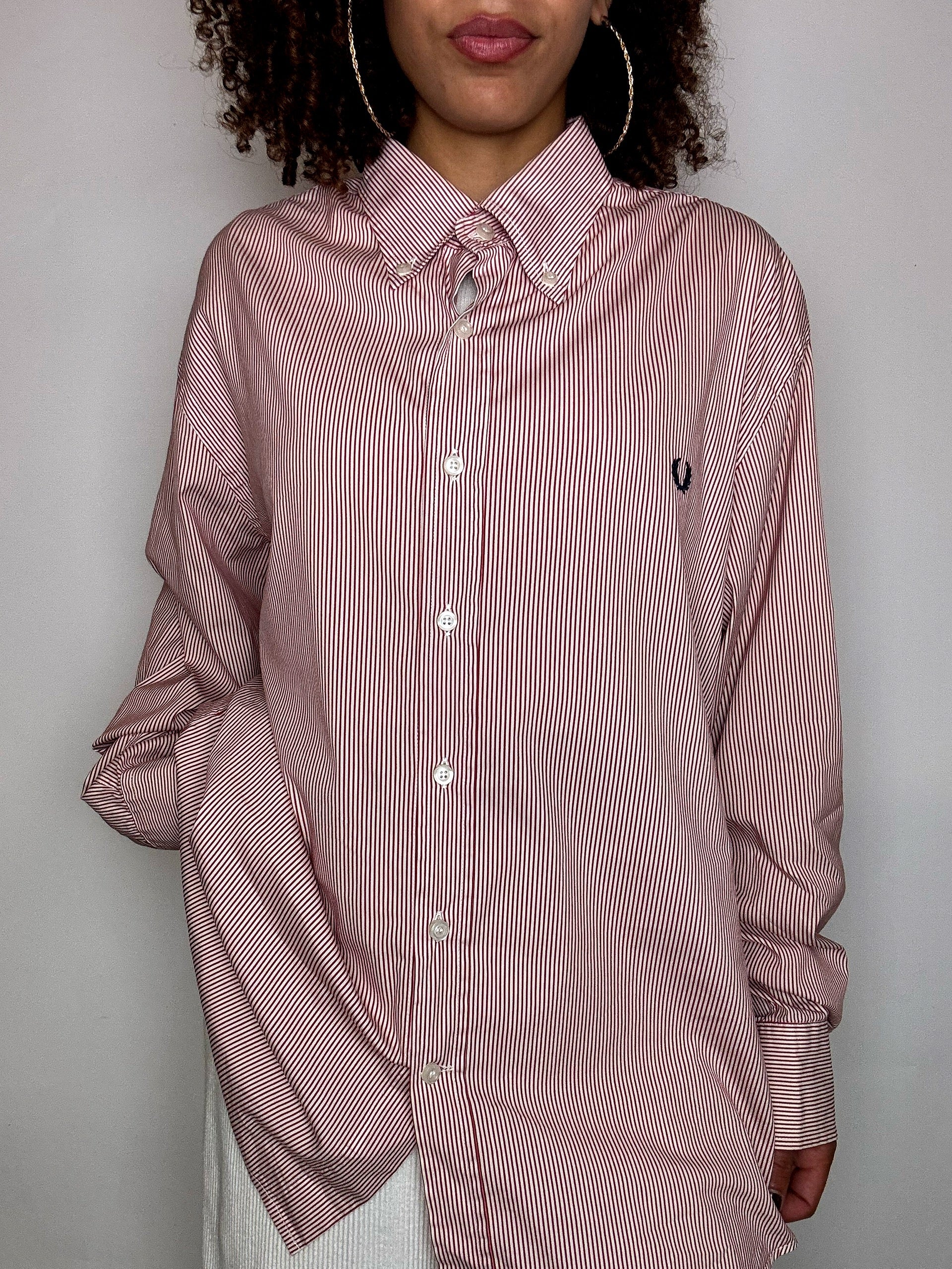 Chemise à rayures rouges FRED PERRY XXL vintage
