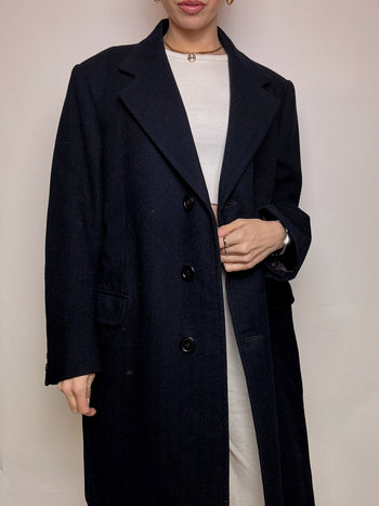 Vintage XL navy wool coat 