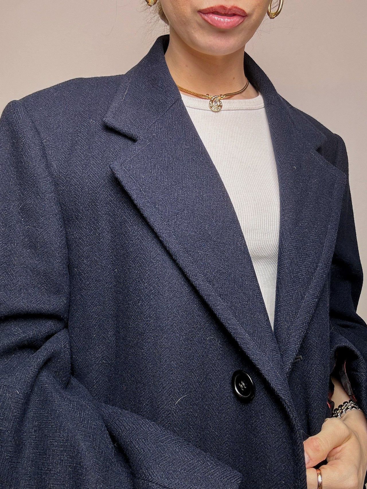 Vintage XL navy wool coat 