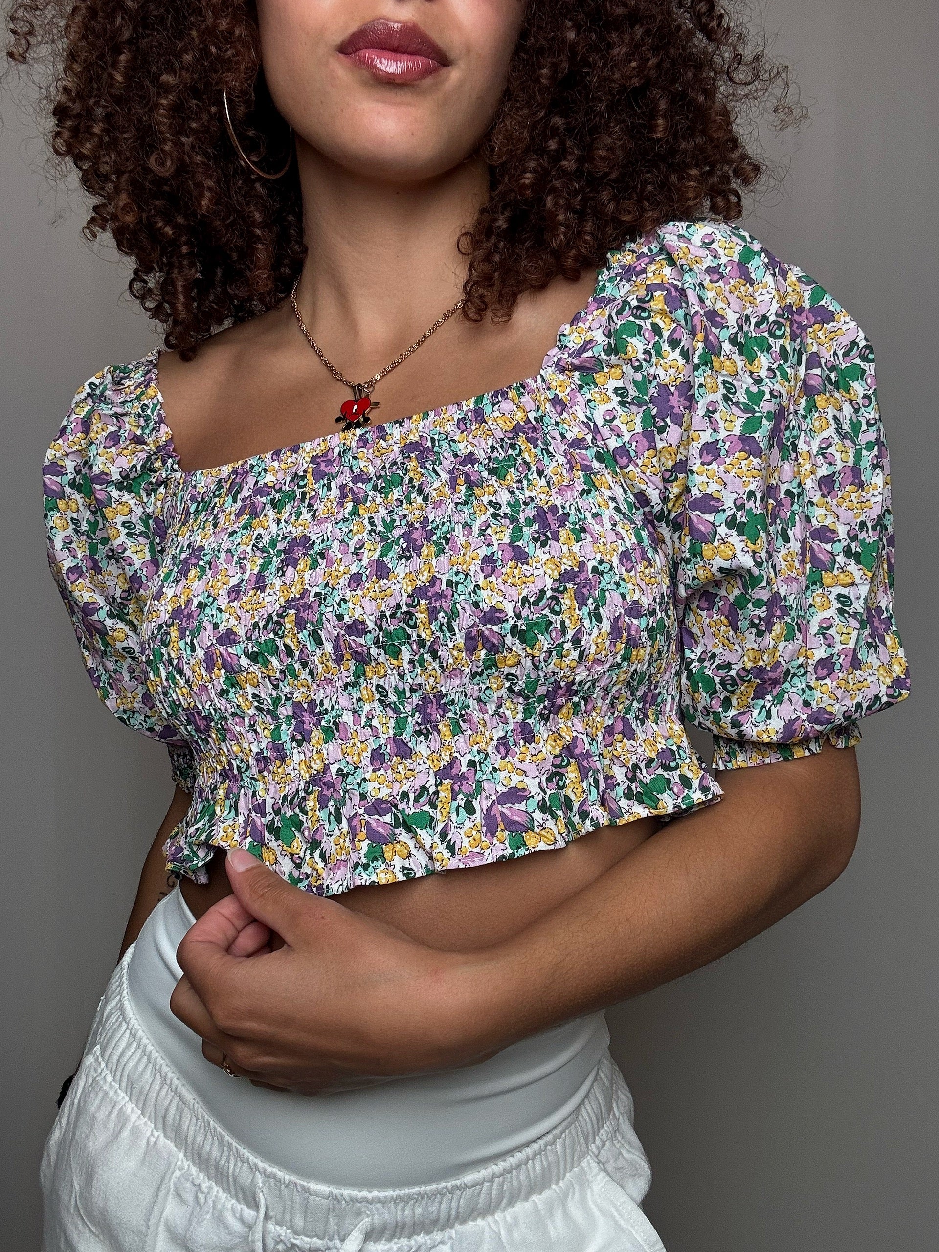 Top à fleurs M vintage