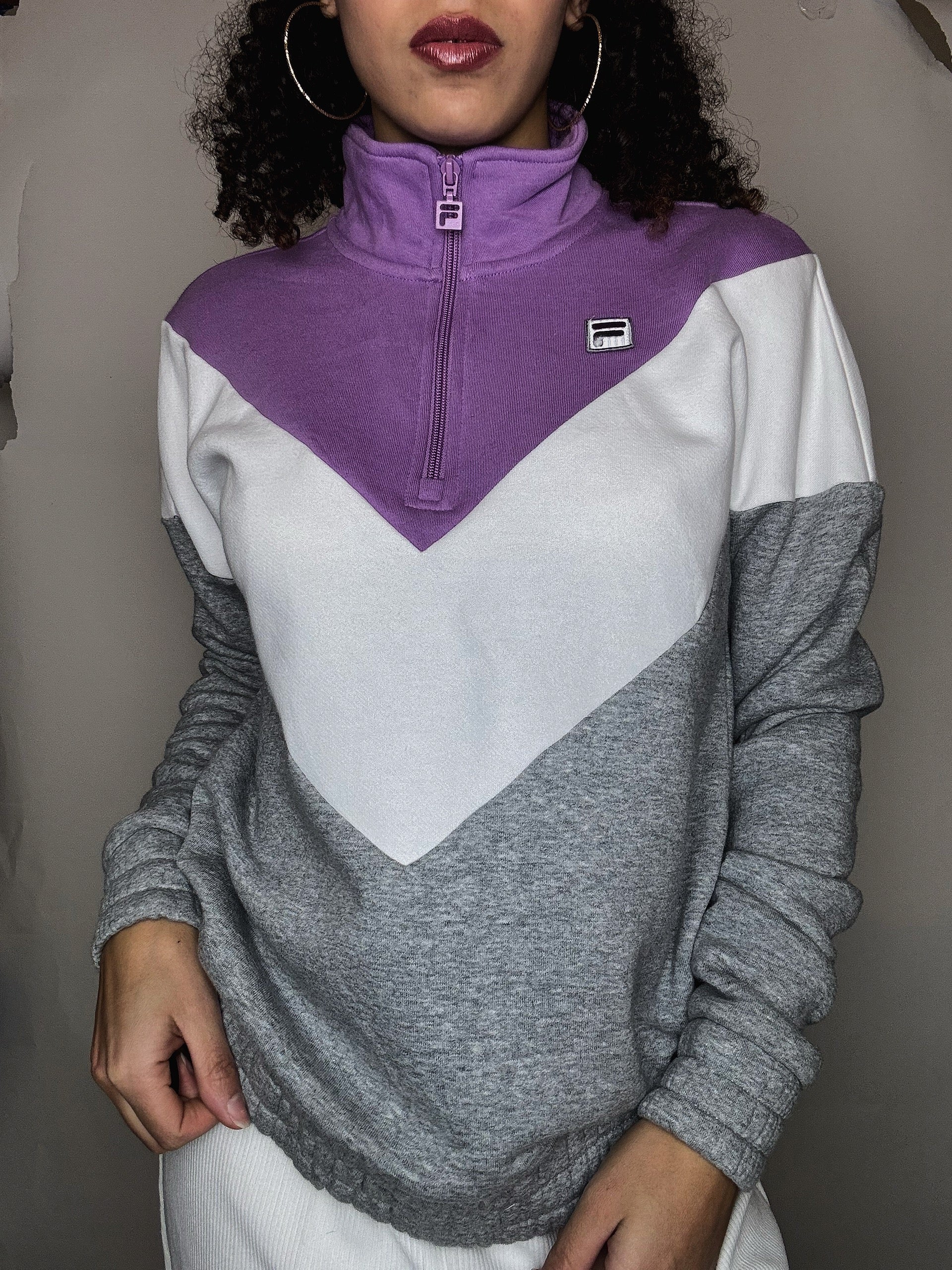 Sweat zip tricolore Fila S vintage